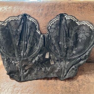 Victoria's Secret Black Floral Lace Bustier